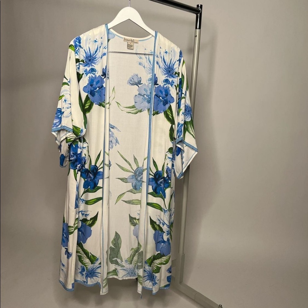 Blue and white floral cardigan